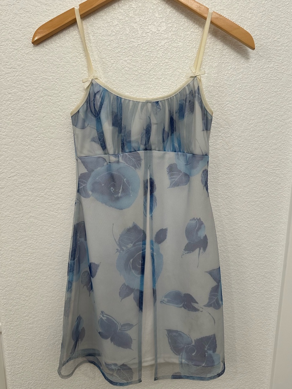90s Sheer Blue Floral Slip Dress